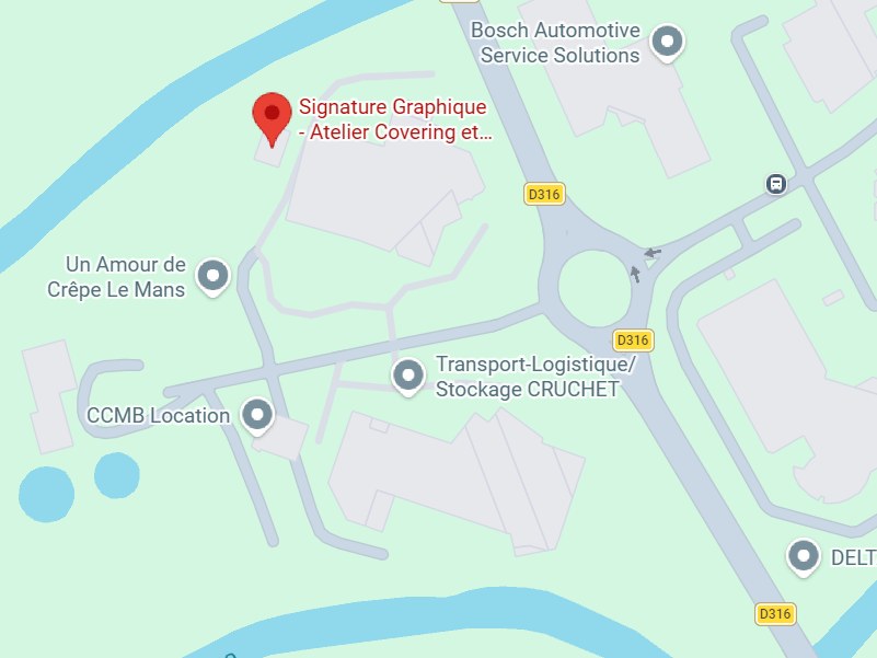 Localisation de l'atelier Signature Graphique, zone des Ajeux à La Ferté-Bernard