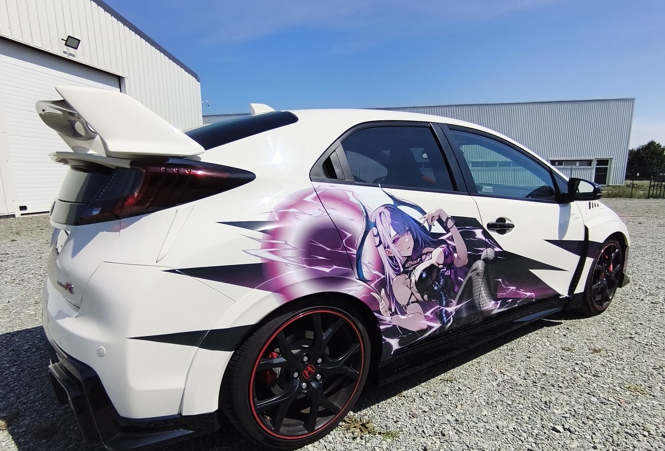 Honda Civic Type R kit déco démone électrique — vue arrière ¾
