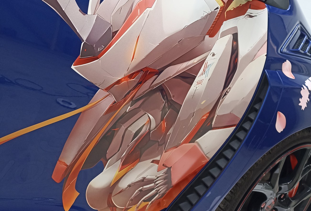 Honda Civic Type R kit déco manga sakura — détail illustration aile